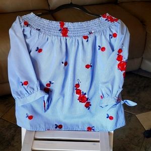 Blouse, size S, white/blue